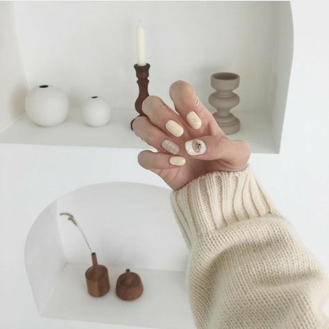 Korean Aesthetics, Korean Fashion Ulzzang, Korean Nails, Beige Nails, Cream Aesthetic, Korean Aesthetic, Beige Aesthetic, Lifestyle Fashion, Nude Color