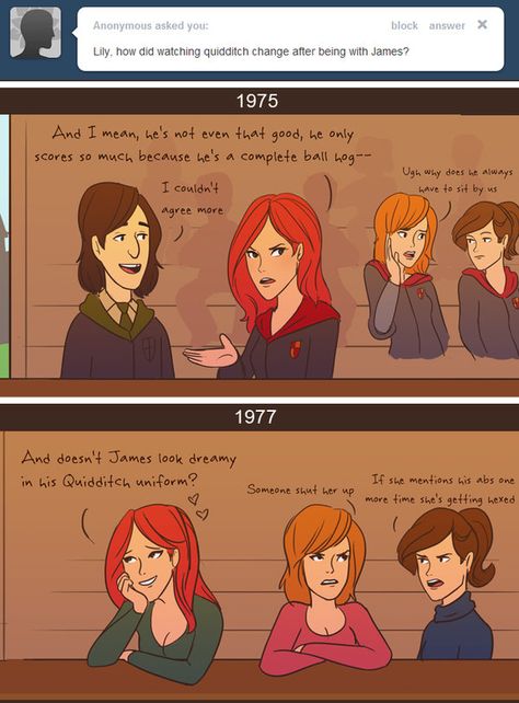 Watching Quidditch by julvett.deviantart.com on @deviantART Lily Potter, Yer A Wizard Harry, Harry Potter Comics, Potter Art, Lily Evans, Harry Potter Jokes, Harry Potter Marauders, Harry Potter Obsession, Wizarding World Of Harry Potter