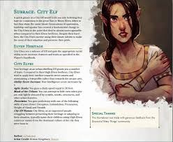 Reddit - UnearthedArcana - Subrace | City Elf Dnd Species, 5e Races, Dungeons And Dragons Races, D D Races, Dnd Stats, Dnd Elves, Dnd Homebrew, Dungeon Master's Guide, Dnd Races