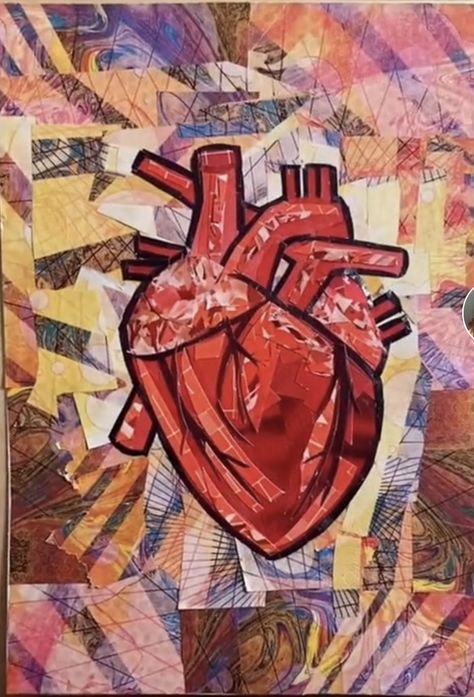 Heart Collage Art, Magazine Cutout Art, Collage Making Ideas, Uni Scrapbook, Magazine Cutout Collage, Magazine Collage Art, Hearts Collage, Magazine Collages, College Magazine