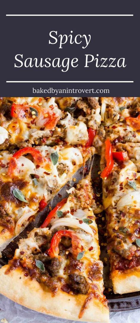 This spicy Sausage Pizza is loaded with so much flavor, it will be a hit with everyone at the dinner table! Spicy Pizza, Pizza Aesthetic, Sausage Dinner, Pizza Roll, Sausage Pizza, Whole Wheat Pizza, Homemade Dinner Recipes, Easy Homemade Pizza, Vegetarian Pizza