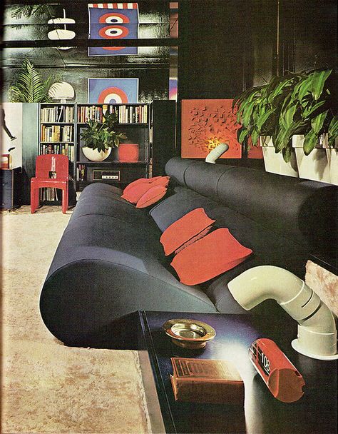 70s atompunk home design 70s Interior Design, 80s Interior, 70s Interior, 1970s Decor, Retro Interior Design, 70s Home, 70s Decor, 70s Home Decor, Interior Vintage