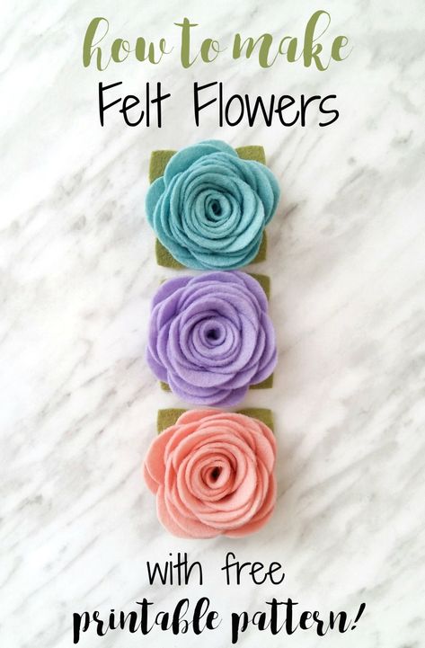 Felt Flower Template, Felt Flowers Patterns, Felt Flower Tutorial, Baby Mobil, Felt Flowers Diy, Diy Flores, Fleurs Diy, Flower Wreaths, Felt Flower Headband