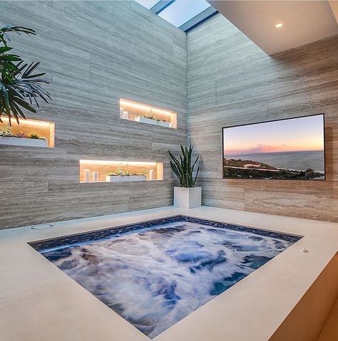 Scandinavian Spa, Spa In Casa, Jacuzzi Room, Indoor Jacuzzi, Indoor Hot Tub, Home Spa Room, Indoor Spa, Piscina Interior, Spa Sauna