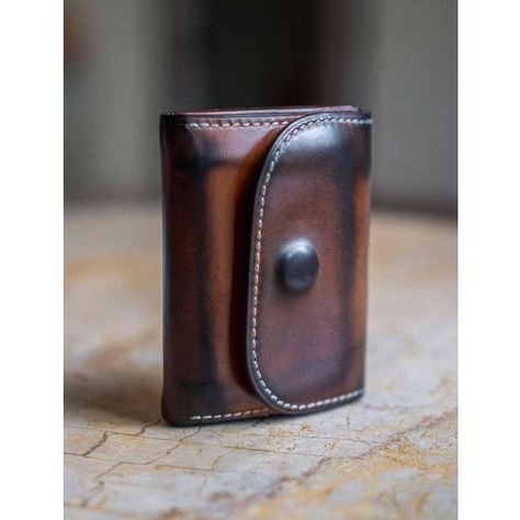 Nerb Handcrafted on Instagram: “This mini wallet was created in November 2017 with Horween natural shell cordovan. The color goes darker due everyday used.  Patina show us…” Beaded Handbag, Mini Wallet, Show Us, In November, Leather Craft, Patina, Shells, Wallet, Leather