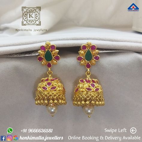 #KJ_G587 Net Weight: up to 14 grams Item : Buttalu (బుట్టలు) Fb, Insta, Pinterest: @konkimalla.jewellers Gold Buttalu Earrings Latest, 5 Grams Gold Earrings, Buttalu Earrings, Gold Buttalu, Earrings Latest, Gold Jhumka, Gold Jhumka Earrings, New Gold Jewellery Designs, Gold Earrings Models