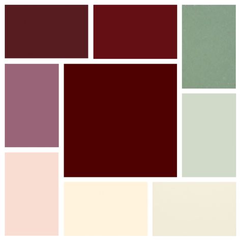 Dark Reds, Burgundy, Mauve, Blush, Ivory, Cream, Pale Greens Colors That Go With Maroon, Burgandy Color Pallet, Burgundy Color Combinations, Maroon Color Palette, Burgundy Bedroom, Burgundy Background Aesthetic, Burgundy Living Room, Burgundy Aesthetic, Cream Bedrooms