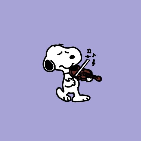 Snoopy Music Pfp, Snoopy Playing Instruments, Snoopy Playing Violin, Snoopy Playlist Cover, Snoopy Music Wallpaper, Snoopy With Music, Snoopy With Headphones, Snoopy Music, Playing The Violin