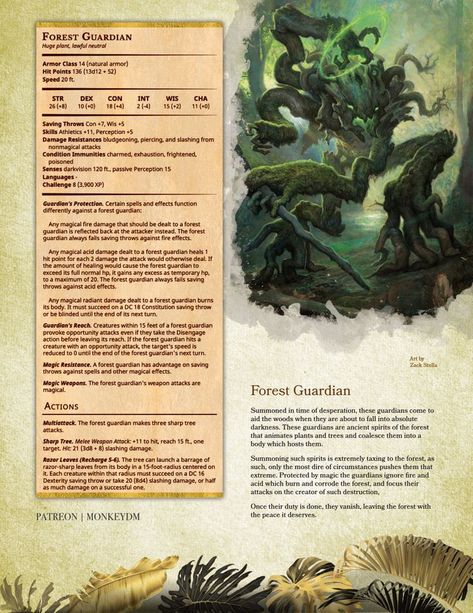 Monster Forest, Plant Monsters, Forest Guardian, Dungeons And Dragons Races, Dnd Stats, Plant Monster, Dungeon Master's Guide, Dungeons And Dragons 5e, Dungeons And Dragons Classes