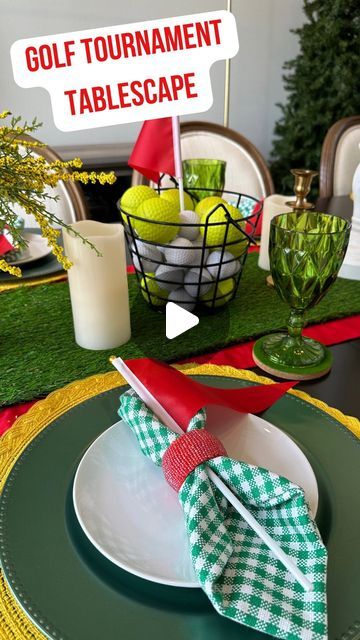 Emily McInnis (Waldo) on Instagram: "⛳️ SHARE with your golf buddy 👯‍♀️ (or someone who SHOULD be your golf buddy!) 🤍 today we are designing a #golfparty Tablescape for your @themasters party ⛳️

All products are in my Amazon storefront — easy peasy to design + took around 30 minutes (including all the centerpieces!) #golfdecor #golfpartyideas #summertable" Golf Centerpieces, Golf Decor, Golf Party, Summer Tables, Amazon Storefront, Holiday Themes, Easy Peasy, Store Fronts, Fun Stuff