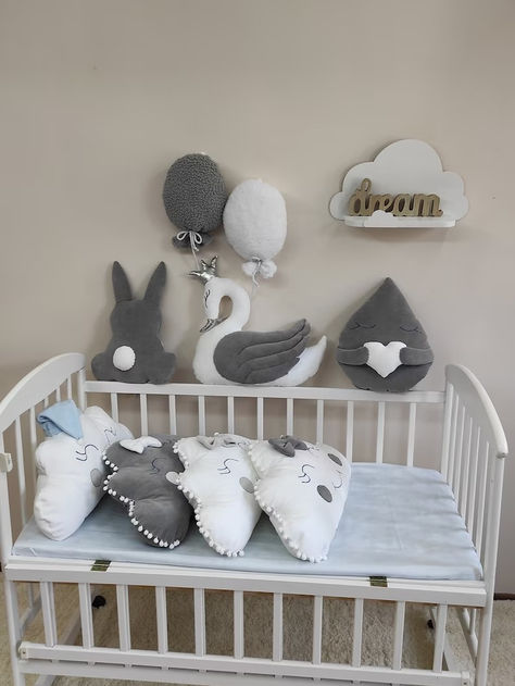 Add a touch of grace to your nursery with our swan-shaped throw pillow! Crafted with soft, luxurious fabric, this elegant pillow is not just a decor piece but also a cozy companion for your little one. Transform your nursery into a haven of charm and comfort. Let the swan soar into your baby's dreams! ✨👶 #NurseryDecor #SwanPillow #CozyNursery #CushionedDecorativePilloworNurseries #DecorativePillow Swan Pillow, Swan Nursery, Crib Pillows, Baby Shower Princess Theme, Nursery Throw Pillows, Bunny Pillow, Nursery Pillow, Childrens Bedroom Decor, Clouds Nursery