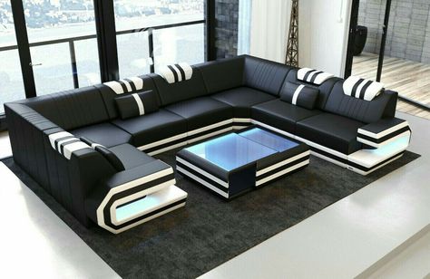 Sofa With Corner Table, Designer Sofa Set, Corner Table Designs, U Couch, Letto King Size, Designer Couch, Luxury Sofa Design, White Furniture Living Room, Designer Sofa