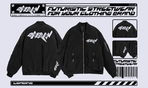 Cyberpunk Typography, Futuristic Streetwear Coach Jacket Design, Streetwear Typography, Futuristic Streetwear, Futuristic Fashion, Coach Jacket, Jacket Design, Cyberpunk, Fashion Designer, Adidas Jacket