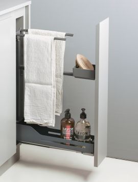 Base Unit - Storage Solutions by Cabinet Type - Storage Solutions Narrow Cabinet Kitchen, Kitchen Towel Rail, Rack Kitchen Storage, Storing Spices, Narrow Kitchen, Double Towel Rail, Shelf Dividers, Rack Kitchen, Compact Kitchen