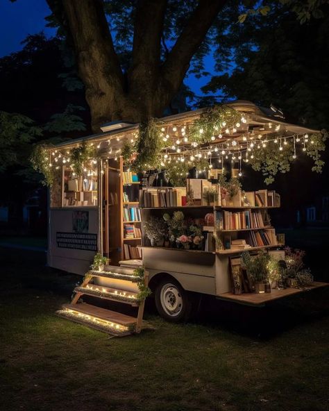 Library Cart, Bookstore Design, Book Carts, Library Cafe, Mobile Library, Bookstore Cafe, Owl Books, Food Cart Design, Book Cafe