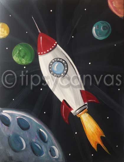 Space Art Projects, Kids Canvas Painting, Space Bedroom, Trendy Diy, Kids Canvas, Bedroom Canvas, Animal Crafts For Kids, Crafts For Boys, Rocket Ship