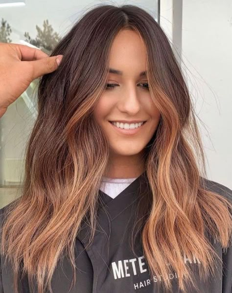 Brown Ombre with Pink Highlights for a Stunning Look Hairstyles For Brown Hair, Deep Brown Hair, Ombre Hairstyles, The Right Hairstyles, Blonde Ends, Brown Ombre Hair, Mom Hairstyles, Long Brown Hair, Brown Blonde Hair