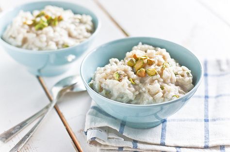 Pistachio Rice Pudding Pistachio Rice, Honey Jam, Rice Pudding Recipe, Cooking Rice, Layered Desserts, Pudding Desserts, Grain Foods, Rice Pudding, Food Is Fuel