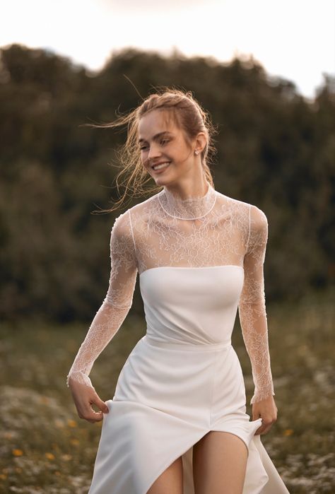 Bodysuit Wedding Dress, Spring 2024 Wedding, Wedding Bodysuit, Bridal Bodysuit, Minimalist Gown, 2024 Wedding Dresses, Embroidered Wedding Dress, Classic Wedding Dress, A Line Wedding Dress