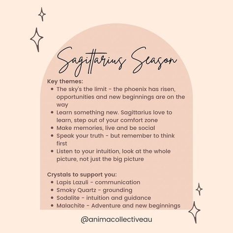 Crystals For The Soul | Crystal Guardian & Energy Specialist on Instagram: "It’s Sagittarius ♐️ season, are you ready for it? Scroll across for some crystals that can help support you during Sag season. All available online now —> shop via the link in our bio Don’t forget to save so you can come back and visit this info when needed" Sag Szn, Sag Season, Sagittarius Season, Sagittarius Love, I Am Different, Listening To You, Big Picture, The Soul, New Beginnings