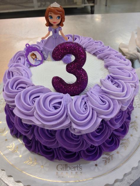 Purple rossettes style round cake with princess on top Purple Princess Birthday Cake, Purple Princess Cake, Cake With Princess, Princess Cupcake Dress, Purple Princess Party, Toddler Birthday Cakes, Violet Cakes, Cake Purple, Princess Cupcake