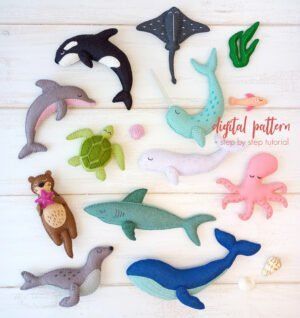 Sea Otter Nursery Theme, Felt Sea Creatures, Felt Ocean, Felt Fish, Baby Mobil, Felt Animal Patterns, Nautical Nursery Decor, Animal Sewing Patterns, Plushie Patterns