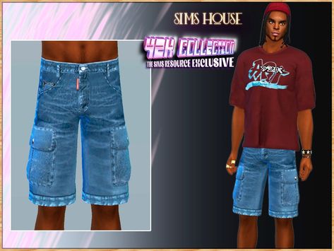 The Sims Resource - MEN'S Y2K SHORTS Sims4 Cc Mens Pants, Sims 4 Cc Mens Jorts, Sims 4 Cc Male Shorts, Guy Sims, Sims Lookbook, Sims 4 Men Clothing, Male Pants, Sims 4 Challenges, Big Shorts