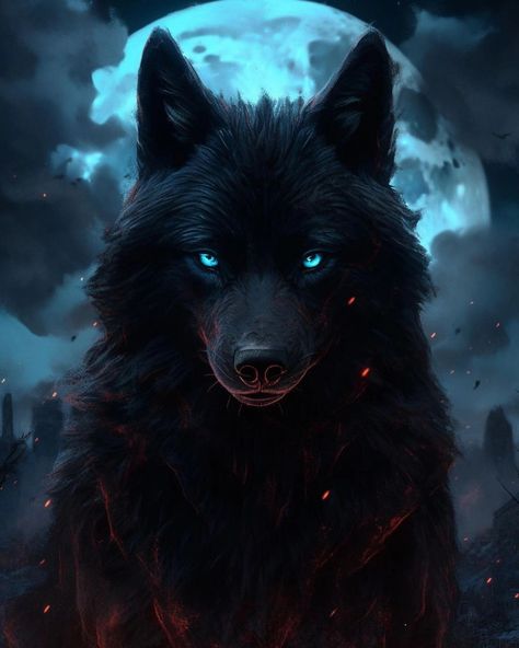 Black Wolves With Blue Eyes, Dark Wolf Aesthetic, Wolf With Blue Eyes, Pet Wolf, Wolf And Moon, Dark Wolf, Mystical Wolf, Shadow Wolf, Gothic Dragon