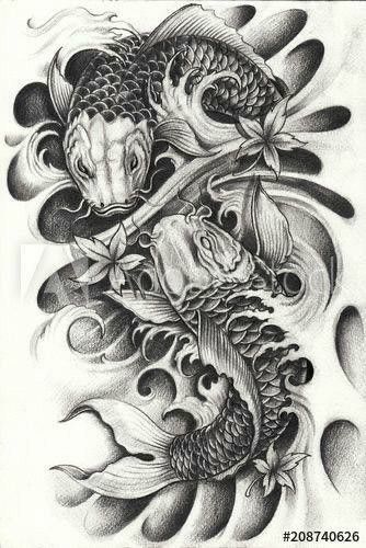 Koi Fish And Dragon Tattoo, Tatto Koi, Waterfall Tattoo, Koi Dragon Tattoo, Carp Tattoo, Tattoo Perna, Skull Tattoo Flowers, Samurai Warrior Tattoo, Japanese Myth