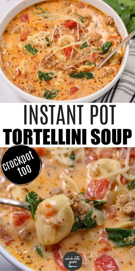 Instant Pot Tortellini Soup, Tortellini Soup Crockpot, Italian Tortellini Soup, Tortellini Soup With Italian Sausage, Instant Pot Tortellini, Soup With Italian Sausage, Italian Tortellini, Sausage Tortellini Soup, Tortellini Recipes