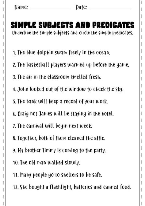 Improve your English grammar skills with our comprehensive PDF worksheets designed to help you practice and perfect your language proficiency. Start enhancing your grammar knowledge today and watch your language abilities soar! #EnglishGrammar #Worksheets #PDFDownloads #englishgrammarworksheets Simple Subject And Predicate, What Is Grammar, Simple Predicate, Easy English Grammar, Letter Writing Examples, Conjunctions Worksheet, Writing Examples, English Grammar Exercises, English Worksheets For Kindergarten