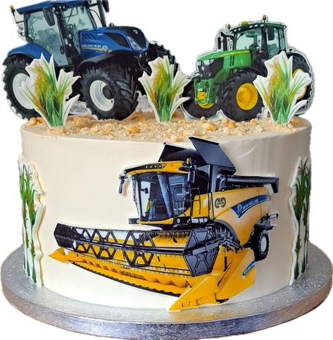 Birthday Cake With Tractor, Cake Tractor, Tractor And Trailer Cake, Cake With Tractor On Top, Tractor, Farmer, Birthday Cake, Cake, Birthday