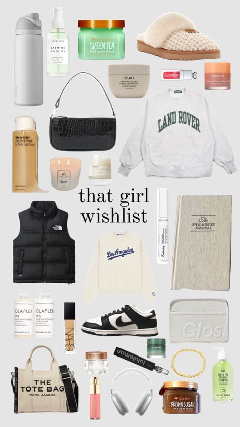 That Girl Shopping List, Girls Wishlist, It Girl Items, That Girl Essentials, Clean Girl Accessories, It Girl Essentials, It Girl Wishlist, Clean Girl Wishlist, That Girl Wishlist