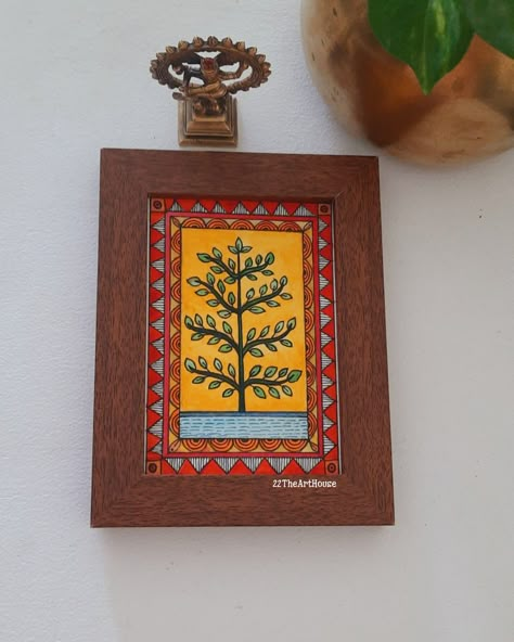 Madhubani Art On Small Canvas, Mini Madhubani Paintings, Madhubani Painting Frames, Madhubani Art Easy And Simple, Madhubani Paintings Peacock Easy, Mini Canvas Art Ideas Wall Decor, Madhubani Painting Easy, Madhubani Art Easy, Easy Madhubani Painting