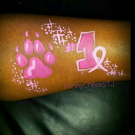 Pink Out Football Game Face Paint, Pink Out Face Paint Ideas, Pink Out Volleyball Ideas, Pink Face Paint School Spirit, Pink Out Face Paint Spirit Week, Pink Out Makeup Spirit Week, Pink Face Paint Ideas, Pink Out Day Spirit Week, School Spirit Makeup