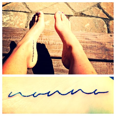 Foot tattoo. "nonno" ~ grandpa in Italian:) Chose a font that can also be read as "nonna" so it can be grandma, too:) Nonna Tattoo Italian, Italian Nonna, Dainty Tattoos, Foot Tattoo, A Font, Back Tattoos, S Tattoo, Tattoo Ink, Love Tattoos