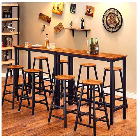 AmazonSmile: VASAGLE ALINRU Bar Stools, Set of 2 Bar Chairs, Kitchen Breakfast Bar Stools with Footrest, Industrial in Living Room, Party Room, Rustic Brown ULBC65X: Kitchen & Dining Pub Height Table, Kitchen Breakfast Bar Stools, Reclaimed Wood Bars, Dining Table Height, Wood Bar Table, Wall Mounted Table, High Top Tables, Breakfast Bar Stools, Breakfast Bar Kitchen