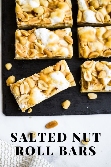 Salted Nut Roll Bars, Nut Roll Bars, Salted Nut Bars, Salted Nut Roll, Salted Nut Rolls, Nut Roll, Nut Dessert, Candy Bar Recipe, Peanut Bar