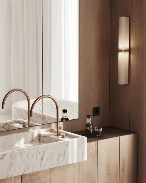 Annemie & Co | Luxury Minimalism bathroom design Powder Room Luxury Modern, Minimalism Bathroom, Minimal Bathroom Design, Luxury Minimalism, Hotel Bathroom Design, Ensuite Design, Minimal Bathroom, Restroom Design, Copenhagen Design