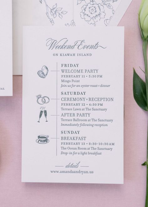 Amanda + Ryan — Studio R Weekend Events Wedding Card, Amanda Ryan, Lake Geneva Wedding, Wedding Design Board, Charleston Bride, Lowcountry Wedding, Palmetto Bluff, Event Card, Kiawah Island