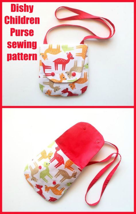 Fabric Bags For Kids, Simple Purses To Sew, Pattern For Small Purse, Children's Purses Sewing Patterns, Childs Purse Sewing Pattern Free, Small Crossbody Purse Pattern, Small Purse Sewing Pattern Free, Girls Purse Pattern Free, Small Purses To Sew