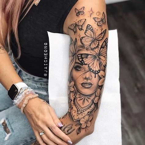 Feminine Tattoo Sleeves, Girl Arm Tattoos, Hip Tattoos Women, Inspiration Tattoos, Leg Tattoos Women, Dope Tattoos For Women, Stylist Tattoos, Shoulder Tattoos For Women, Best Sleeve Tattoos