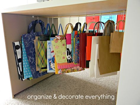 gift bag storage text Gift Bag Storage Ideas, Organize Handbags, Handbags Closet, Bag Storage Ideas, Organized Christmas, Gift Bag Organization, Gift Bag Storage, Gift Wrap Storage, Space Organization