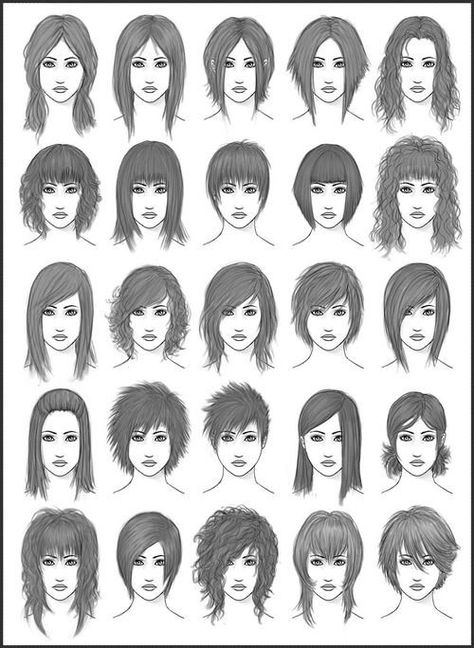 Hairstyles chart Basic Hairstyles, Male Hairstyles, Pelo Anime, Style Chart, Hair Set, Hair Sketch, Hair Setting, Tattoo Life, Hair Reference