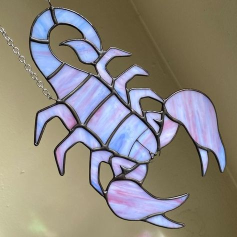 Kristen S. on Instagram: "In case you missed it - I’m giving away a scorpion stained glass piece for FREE to celebrate reaching 50k followers 💜 giveaway with the rules can be found a couple posts back :) thanks for being here!!! … #scorpion #scorpions #scorpio #scorpioseason #stainedglass #stainedglassart #arachnid #insect #bug #handmade #glass #art #artist #creepycrawlies #purple #giveaway #exoticpets" Stained Glass Scorpion, Stained Glass Insects, Stained Glass Bugs, Couple Posts, Broken Glass Crafts, Scroll Art, Aquarius And Scorpio, 50k Followers, Glass Diy