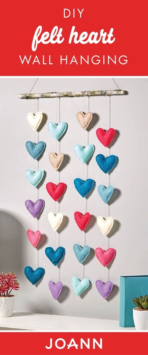 Wall Ideas Bedroom Diy, Fabric Wall Hanging Diy, Picture Wall Ideas Bedroom, Valentines Diy Kids, Kids Valentines Day, Heart Wall Hanging, Valentines Day Ideas, Felt Wall Hanging, Diy Crafts Bookmarks