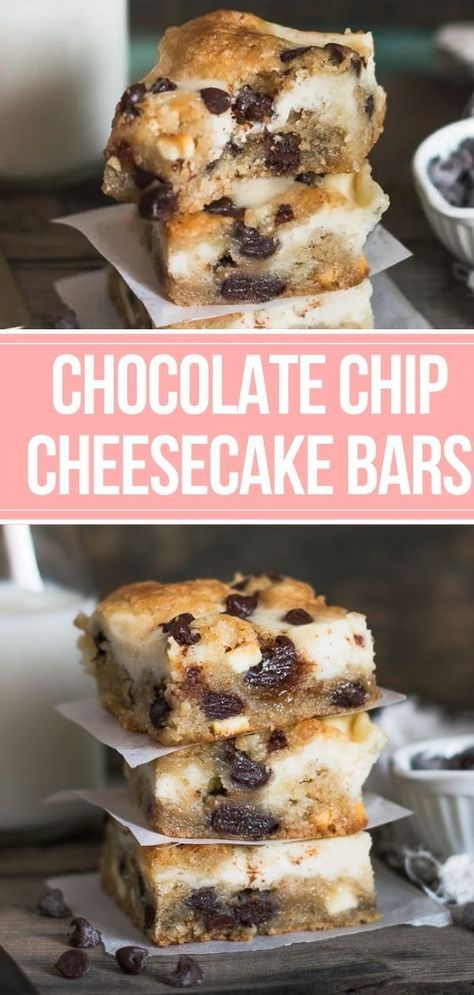 Chocolate Chip Cookie Dough Cheesecake Bars, Roll Cheesecake Bars, Choc Chip Cheesecake Bars, Chocolate Dessert For Potluck, Cheesecake Brookie, Cookie Dough Brownie Cheesecake, Cookie Cheesecake Bars, Chocolate Chip Cookie Dough Desserts, Top Rated Dessert Recipes Of All Time