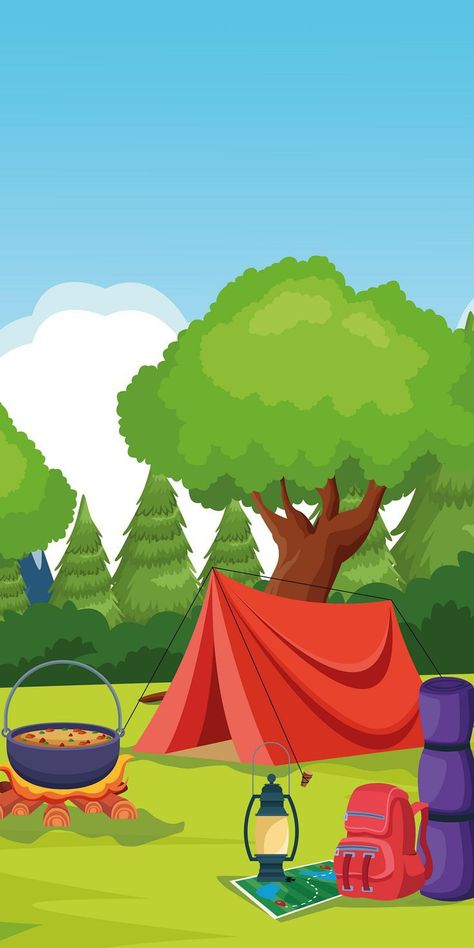 Camping Cartoon, Doodle Paint, Abstract Wallpaper Backgrounds, Minimal Wallpaper, Love Funny, Illustration Wall Art, Cartoon Background, Art Wallpaper Iphone, Landscape Scenery