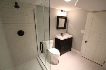 Low Ceiling - Basement Transformation - traditional - Bathroom - Minneapolis - Lucid Builders Basement Bathroom Ideas, Small Bathroom Floor Plans, Small Basement Bathroom, Ceiling Basement, Low Ceiling Basement, Basement Bathroom Design, Basement Bathroom Remodeling, Add A Bathroom, Basement Laundry Room