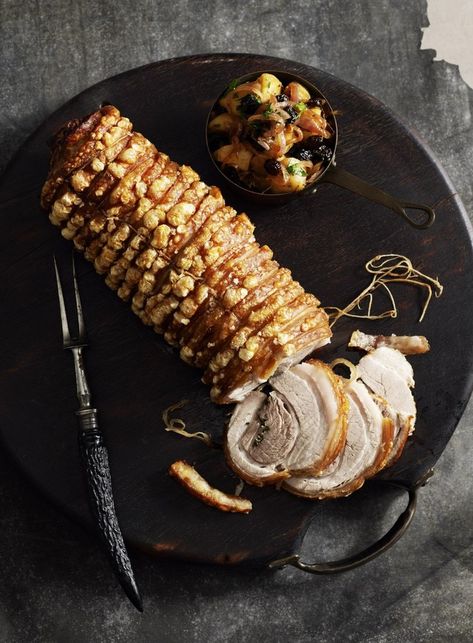 Rolled and Roasted Pork Belly with  Preserved Lemon, Rosemary and Chilli Rolled Roast Recipes, Stuffed Porchetta, Porchetta Roast, Porchetta Recipe, Porchetta Recipes, Christmas Fare, Dinner Party Mains, Rolled Roast, Xmas Dinner